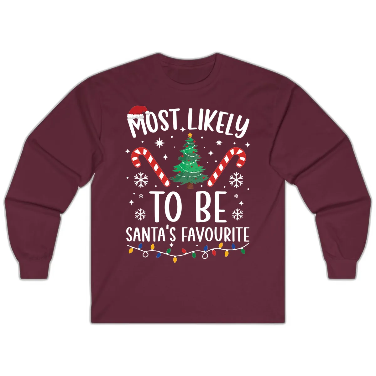 Most Likely To Be Santa's Favourite Long Sleeve in Maroon