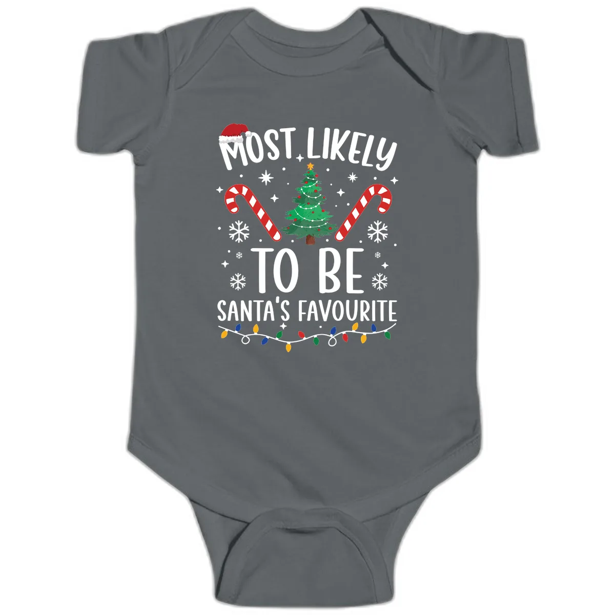 Most Likely To Be Santa's Favourite Baby Onesie in Charcoal