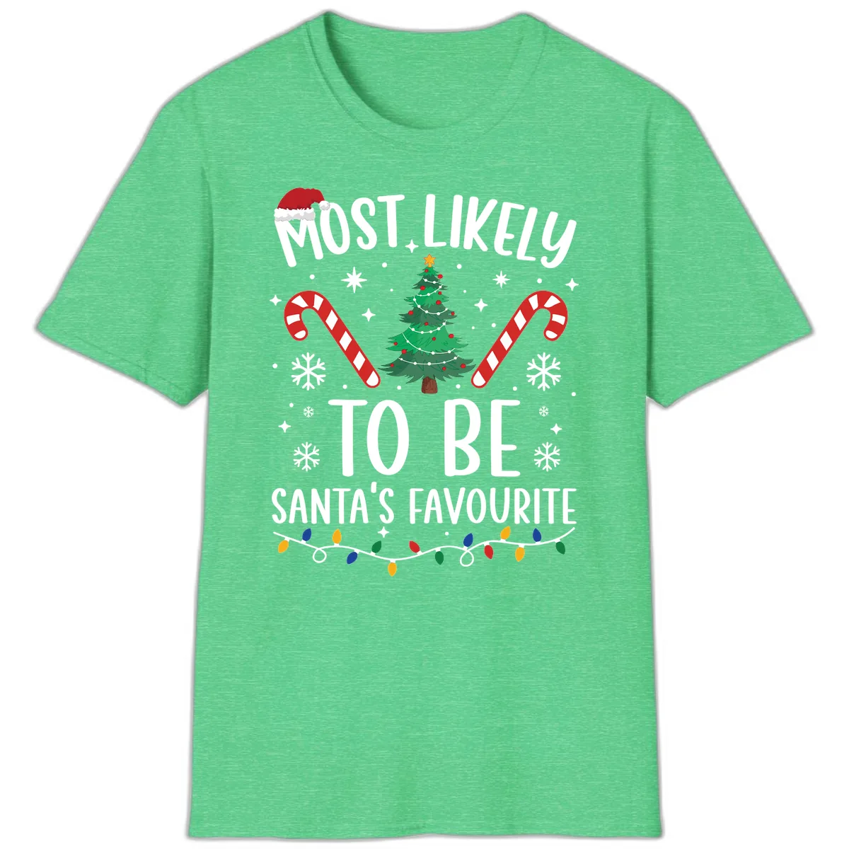 Most Likely To Be Santa's Favourite T-Shirt in Heather Irish Green