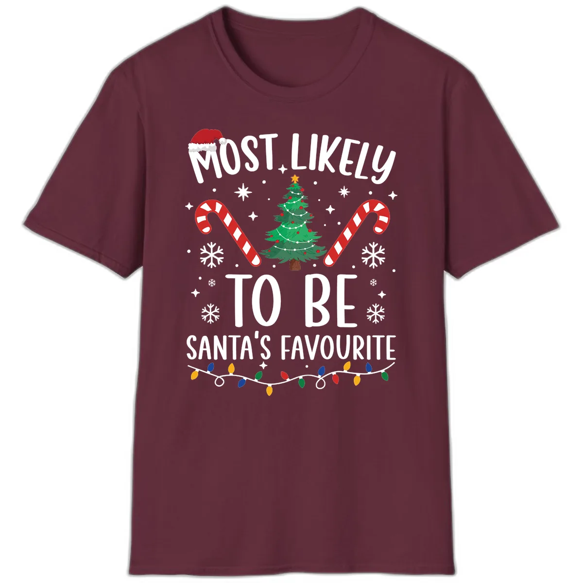 Most Likely To Be Santa's Favourite T-Shirt in Maroon