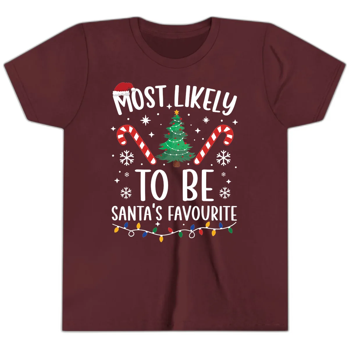 Most Likely To Be Santa's Favourite Youth T-Shirt in Maroon
