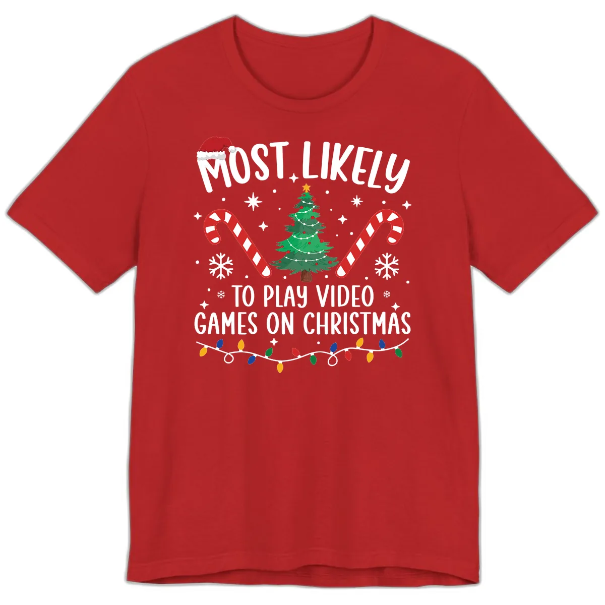 Most Likely To Play Video Games On Christmas Premium T-Shirt in Red