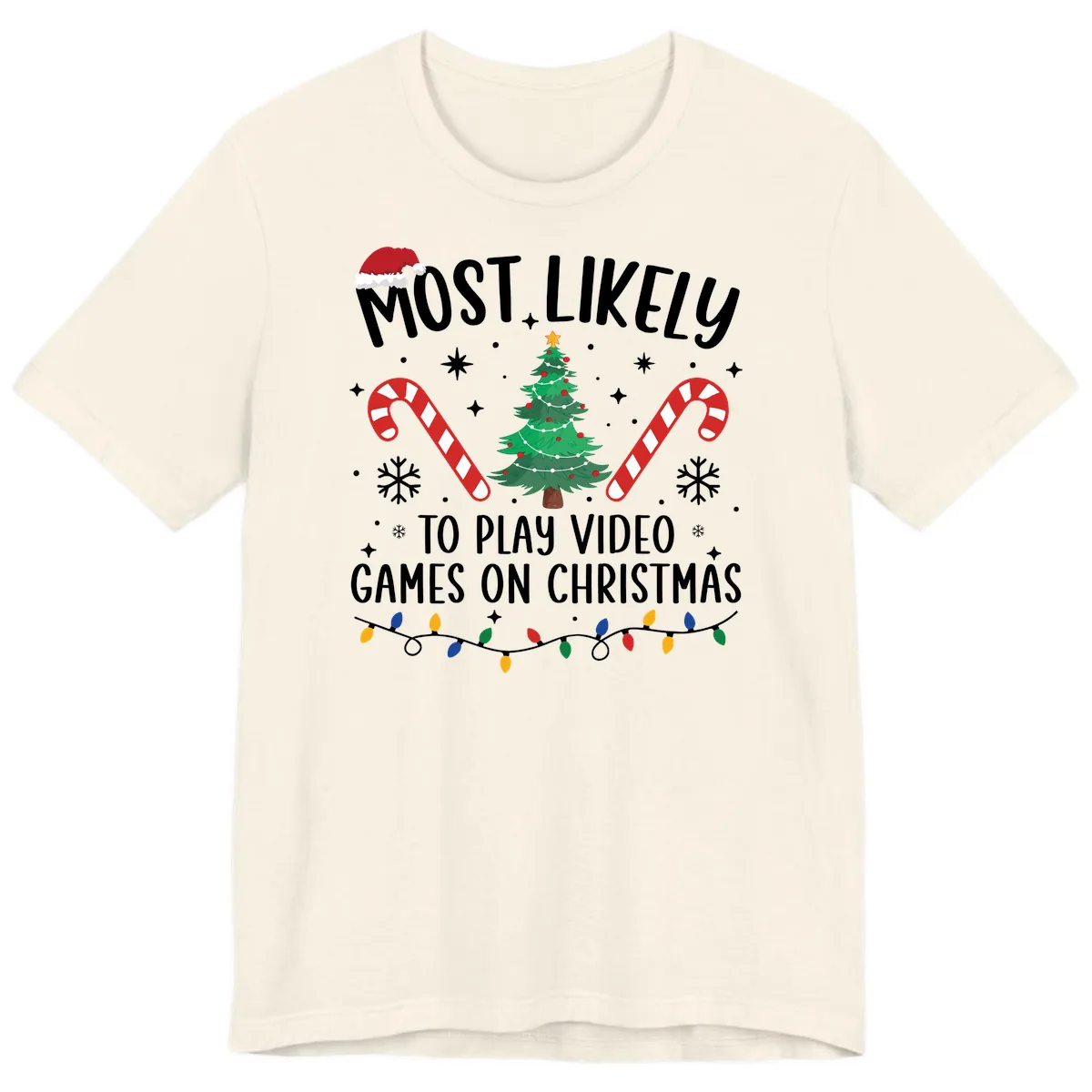 Most Likely To Play Video Games On Christmas Premium T-Shirt in Natural