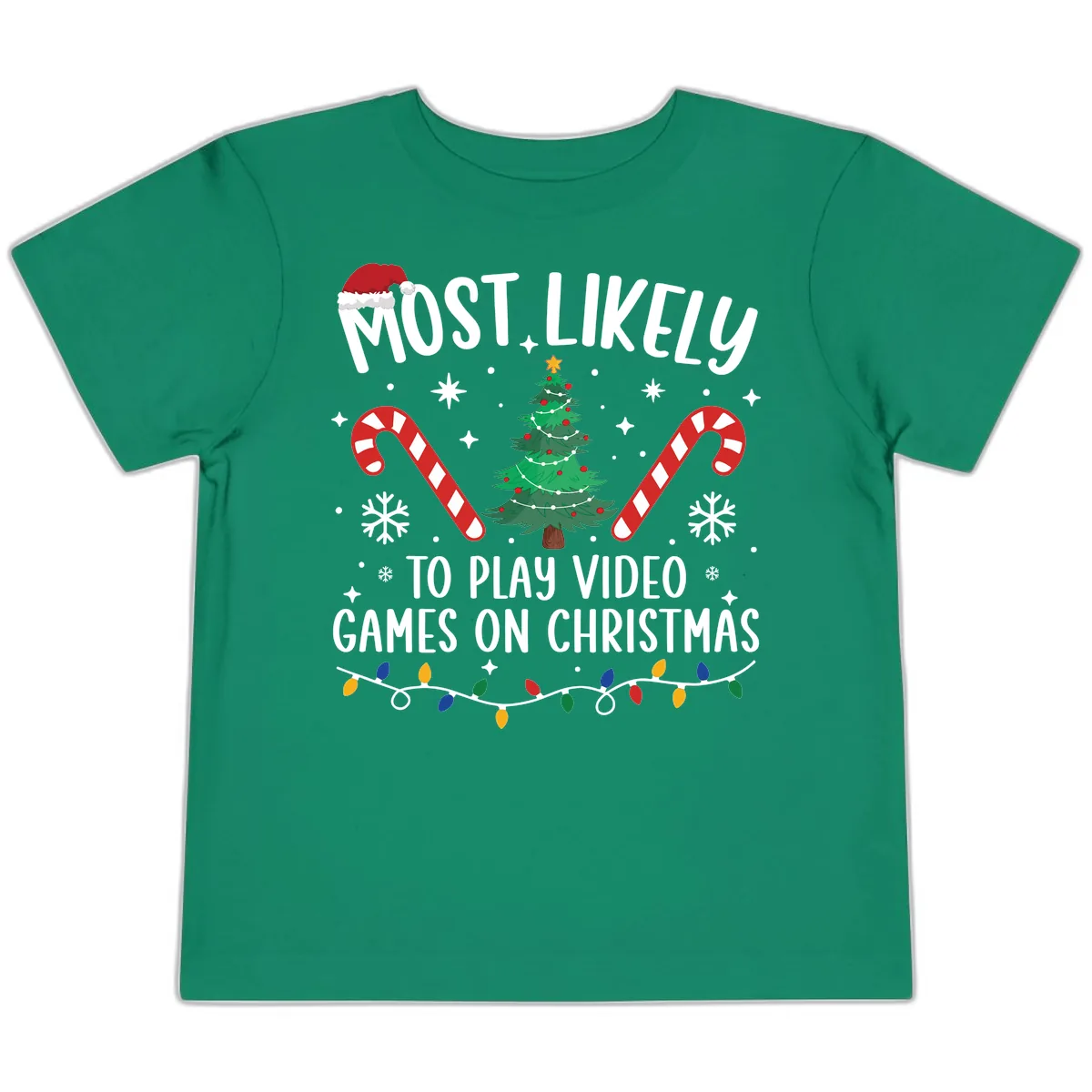Most Likely To Play Video Games On Christmas Toddler T-Shirt in Kelly