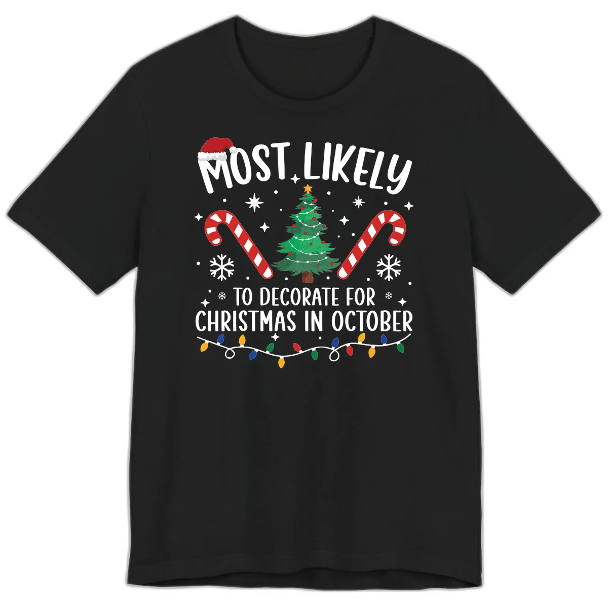 Most Likely To Decorate For Christmas In October Premium T-Shirt in Black