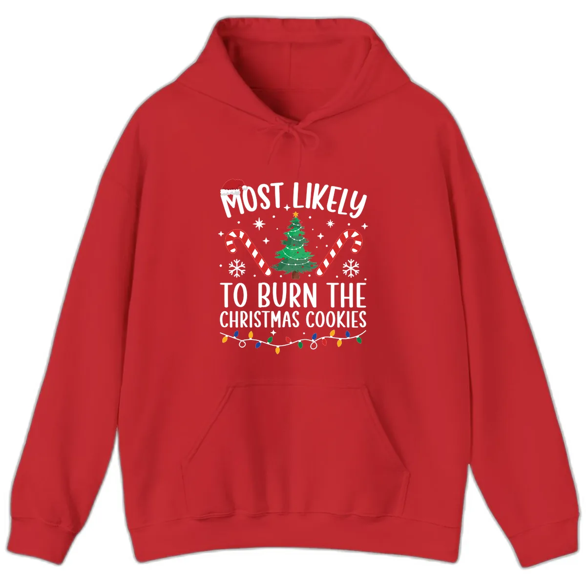 Most Likely To Burn Christmas Cookies Hoodie in Red