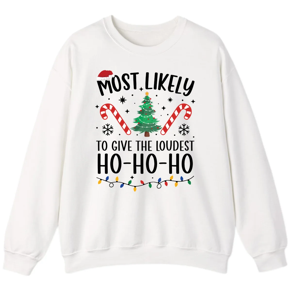 Most Likely To Give Loudest Ho-Ho-Ho Sweatshirt in White