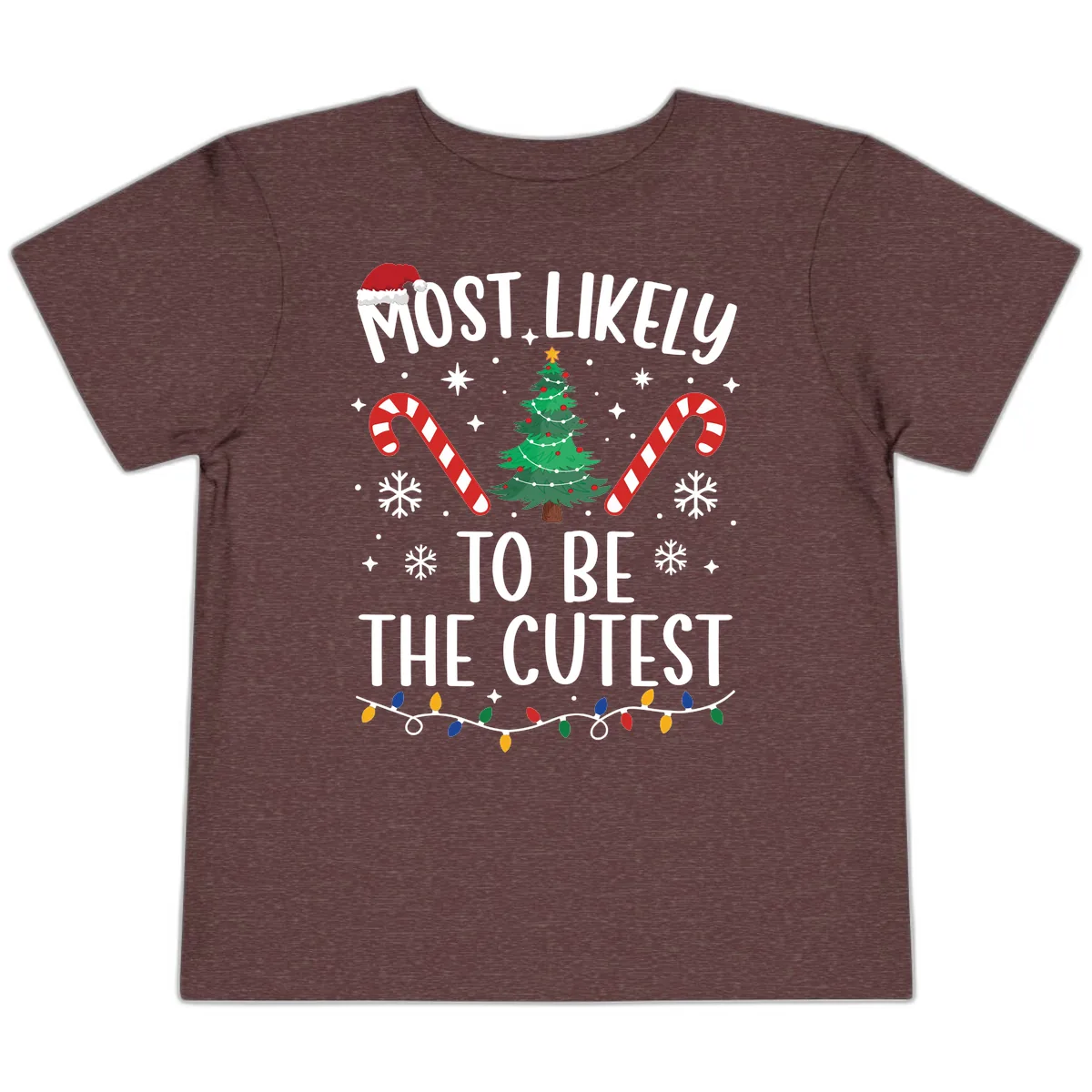 Most Likely To Be The Cutest Christmas Tree Toddler T-Shirt in Heather Maroon