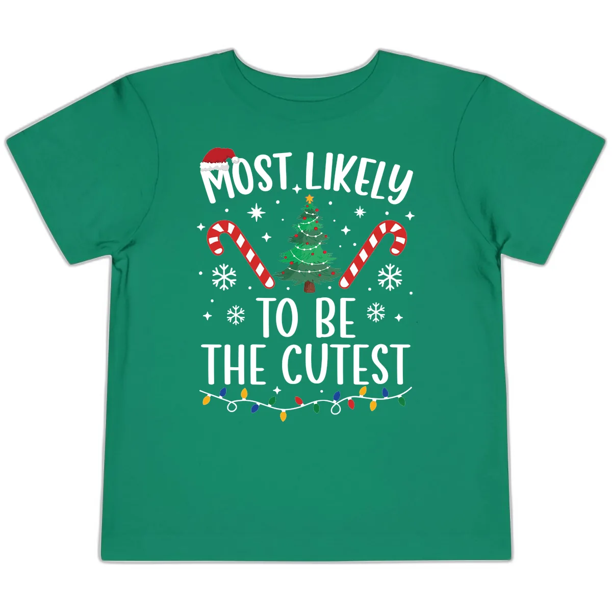 Most Likely To Be The Cutest Christmas Tree Toddler T-Shirt in Kelly