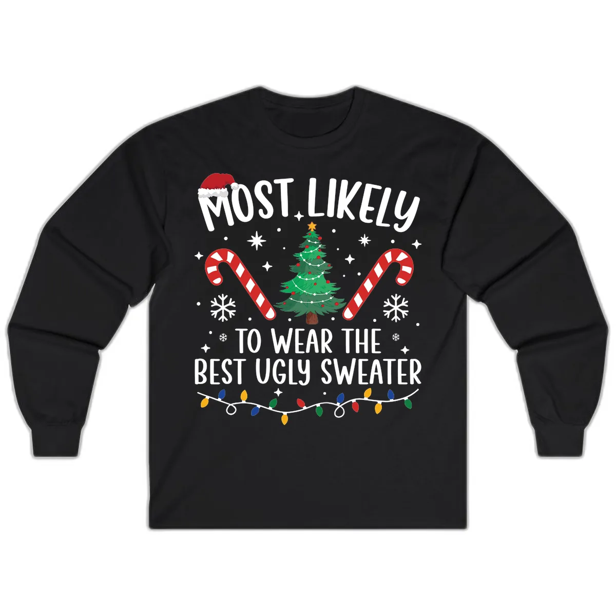 Most Likely To Wear The Best Ugly Sweater Long Sleeve in Black