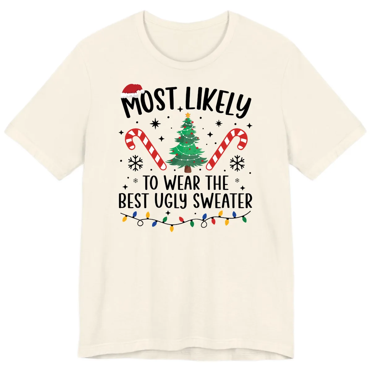 Most Likely To Wear The Best Ugly Sweater Premium T-Shirt in Natural