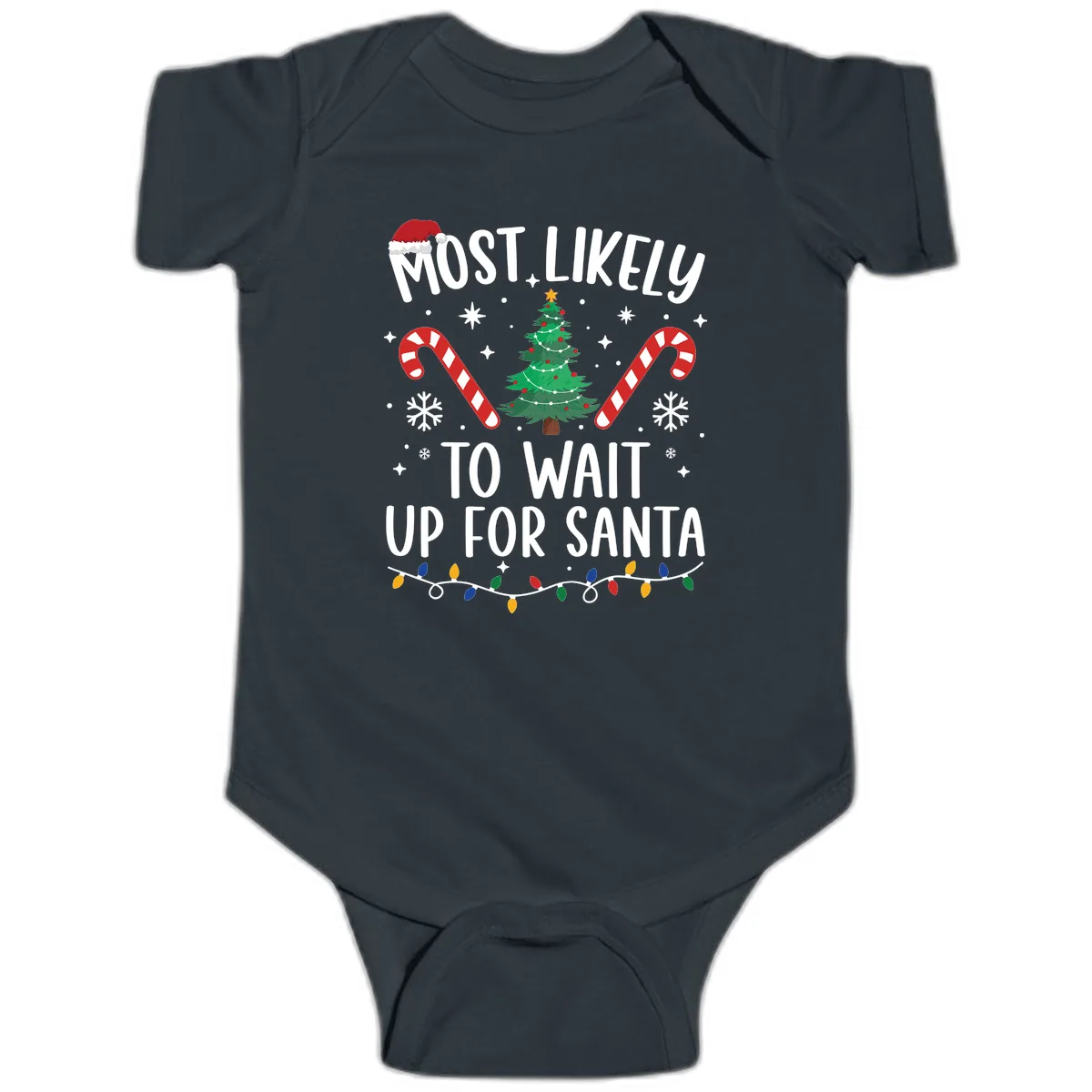 Most Likely To Wait Up For Santa Baby Onesie in Black