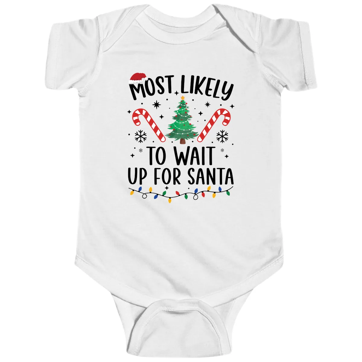 Most Likely To Wait Up For Santa Baby Onesie in White
