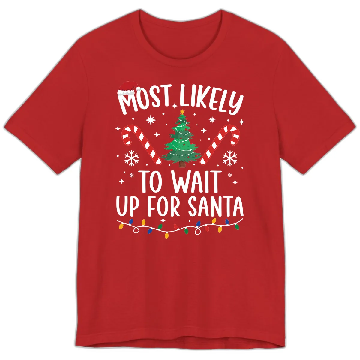Most Likely To Wait Up For Santa Premium T-Shirt in Red