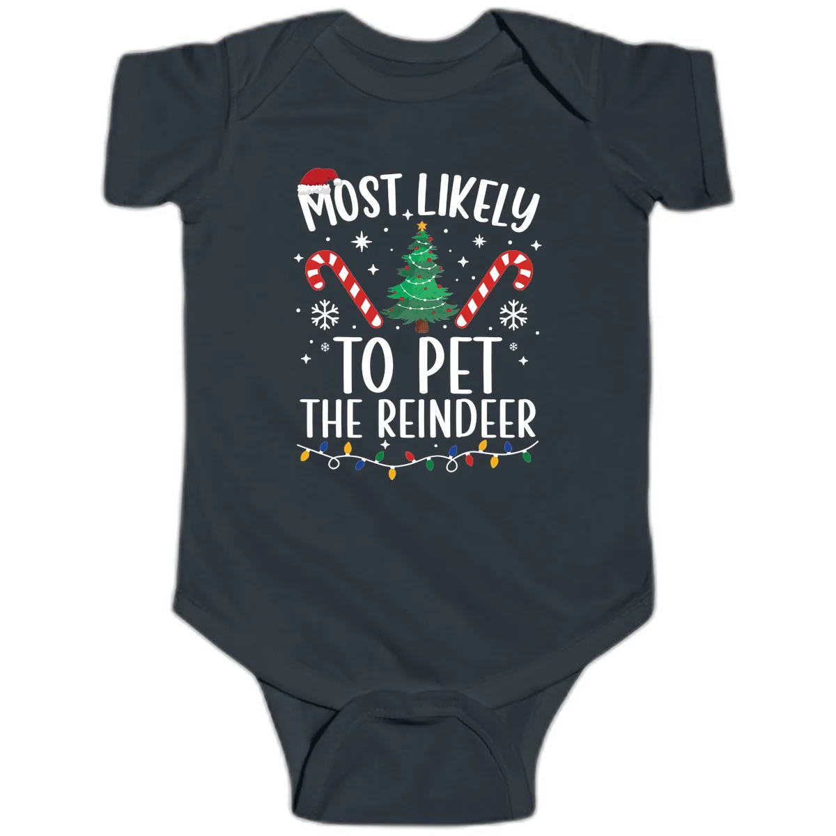 Most Likely To Pet The Reindeer Baby Onesie in Black
