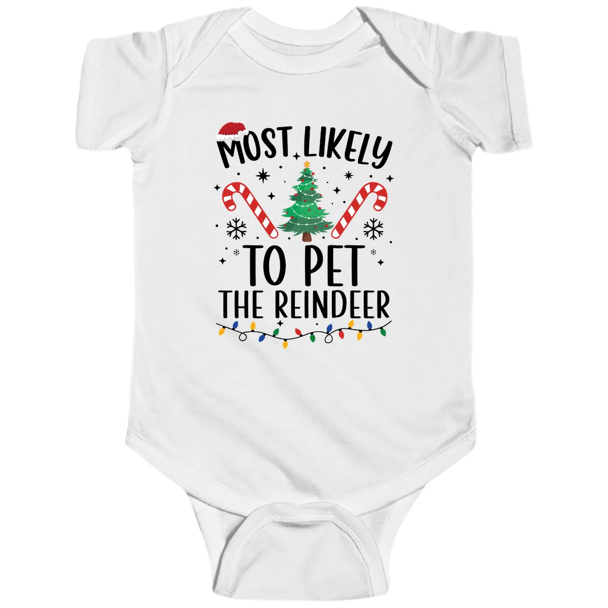 Most Likely To Pet The Reindeer Baby Onesie in White
