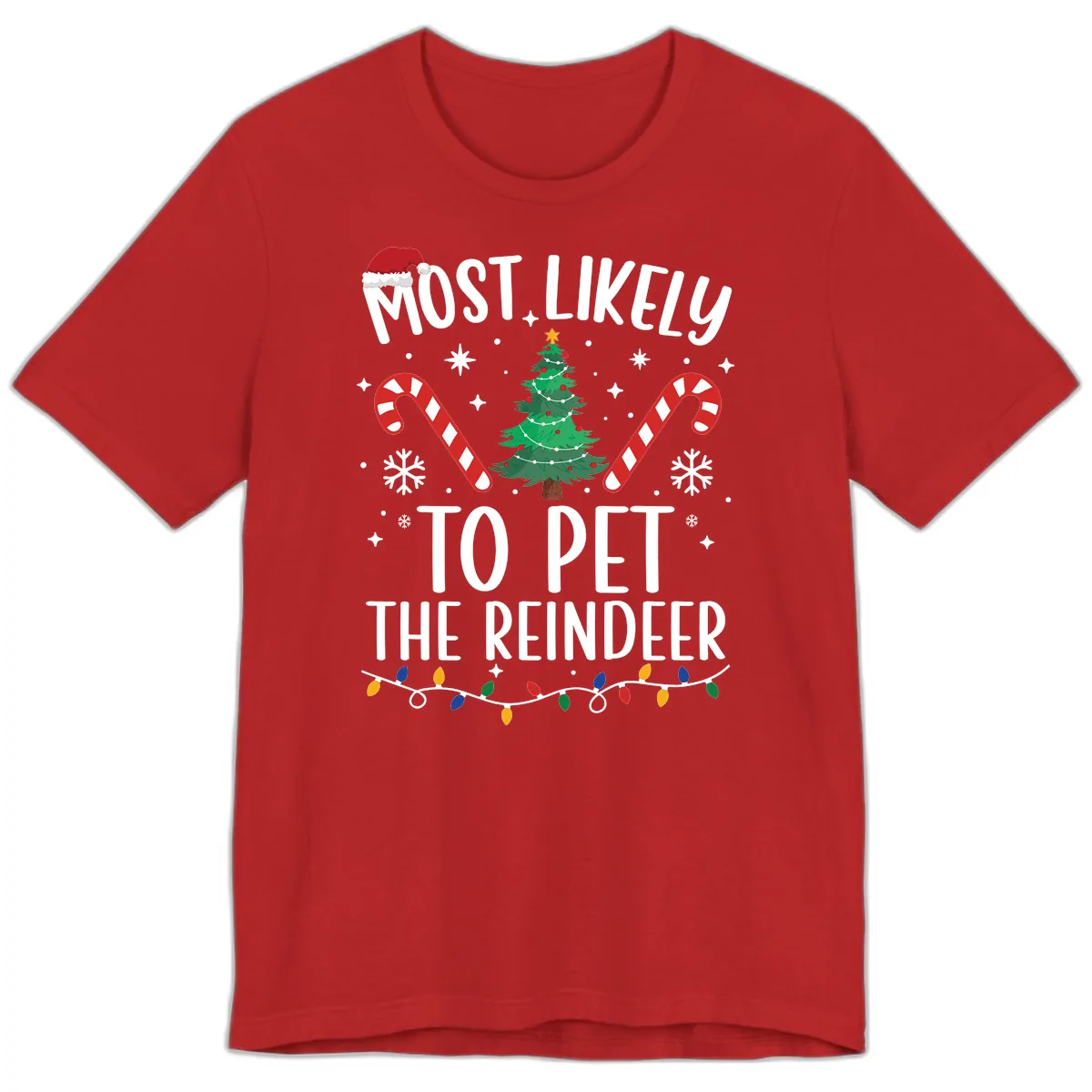Most Likely To Pet The Reindeer Premium T-Shirt in Red