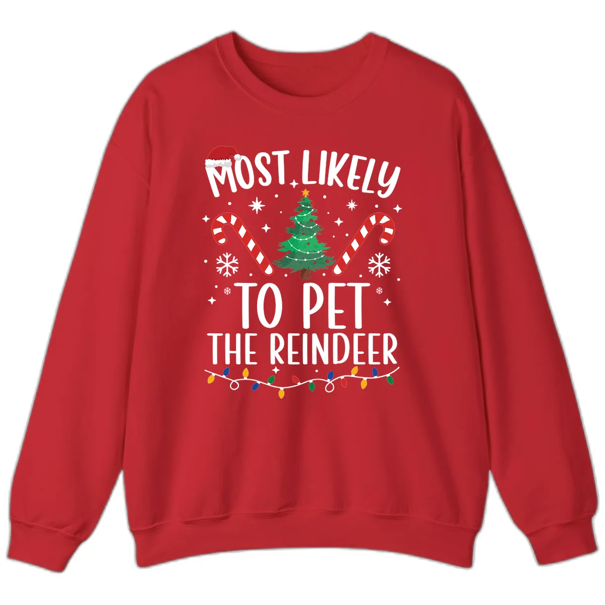 Most Likely To Pet The Reindeer Sweatshirt in Red