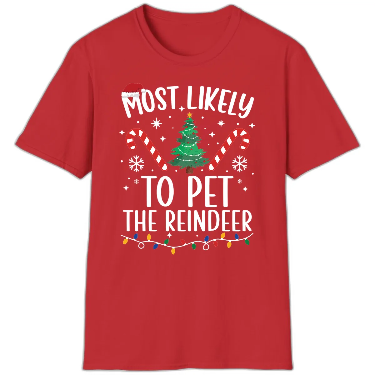 Most Likely To Pet The Reindeer T-Shirt in Red