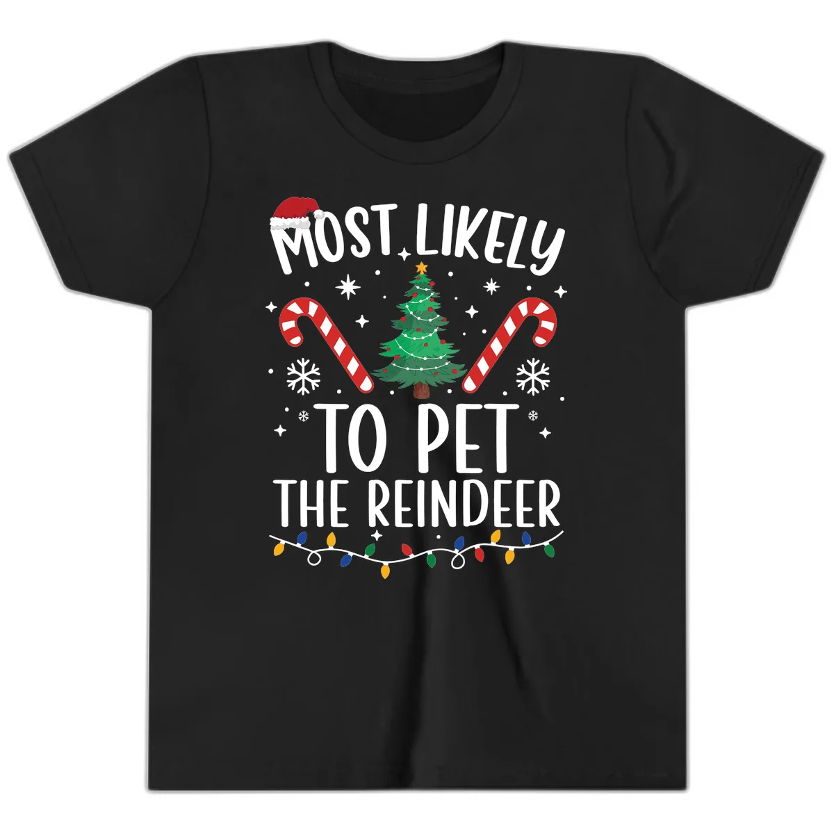 Most Likely To Pet The Reindeer Youth T-Shirt in Black