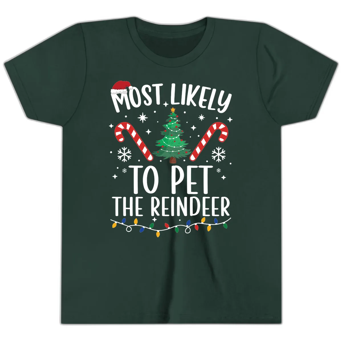 Most Likely To Pet The Reindeer Youth T-Shirt in Forest