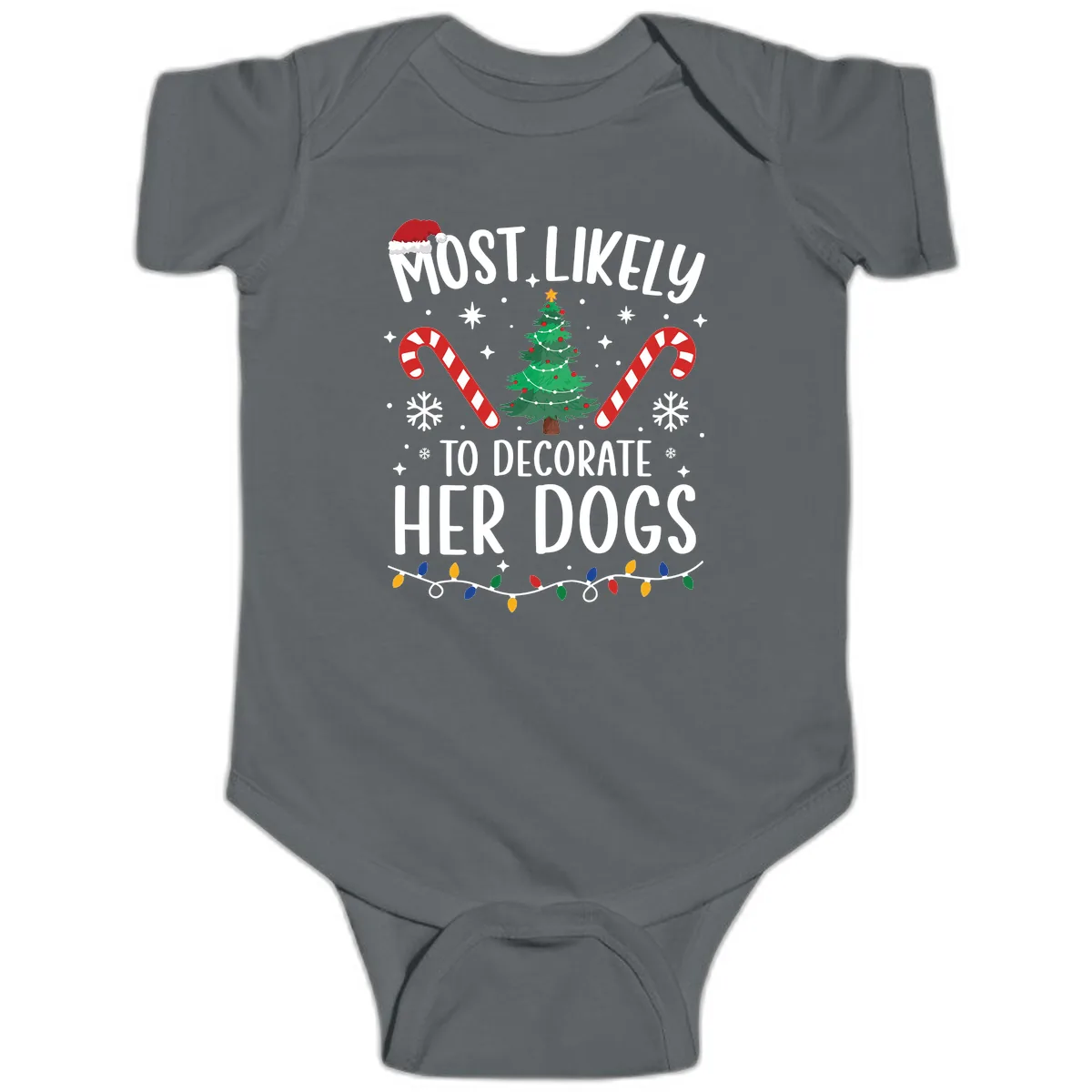 Most Likely To Decorate Her Dogs Baby Onesie in Charcoal