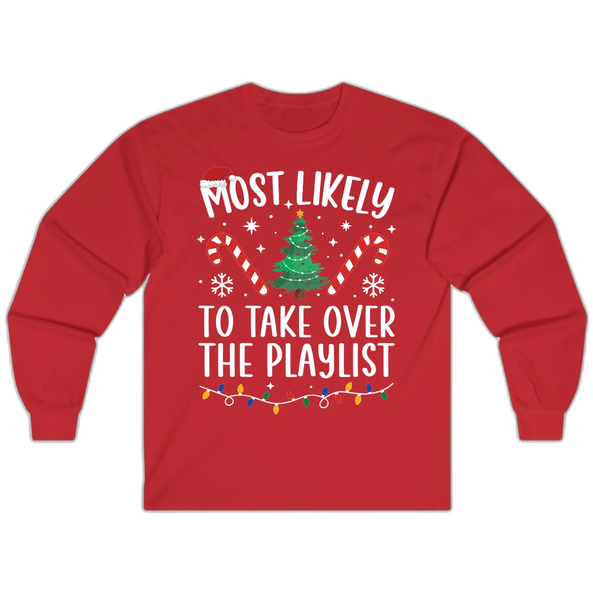 Most Likely To Take Over Playlist Long Sleeve in Red