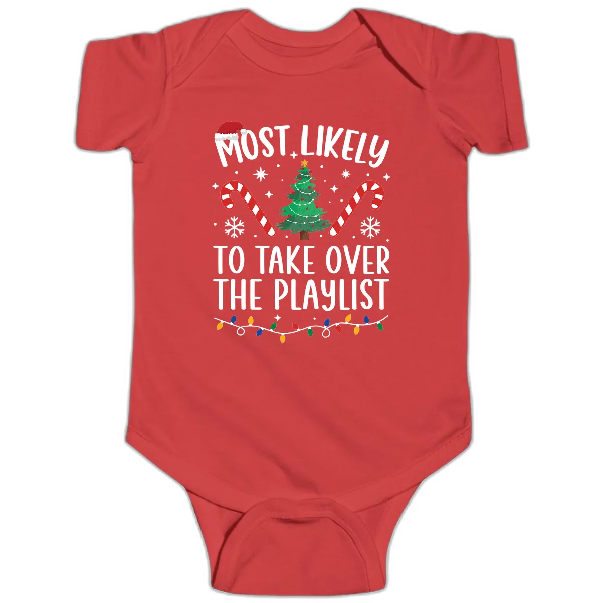 Most Likely To Take Over Playlist Baby Onesie in Red