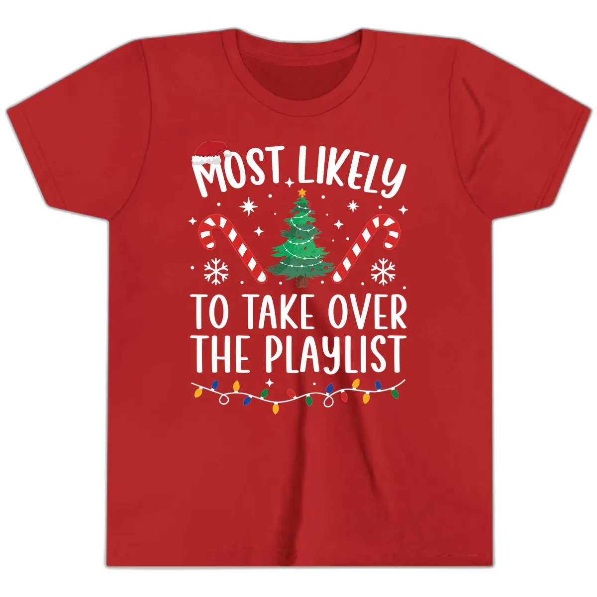 Most Likely To Take Over Playlist Youth T-Shirt in Red
