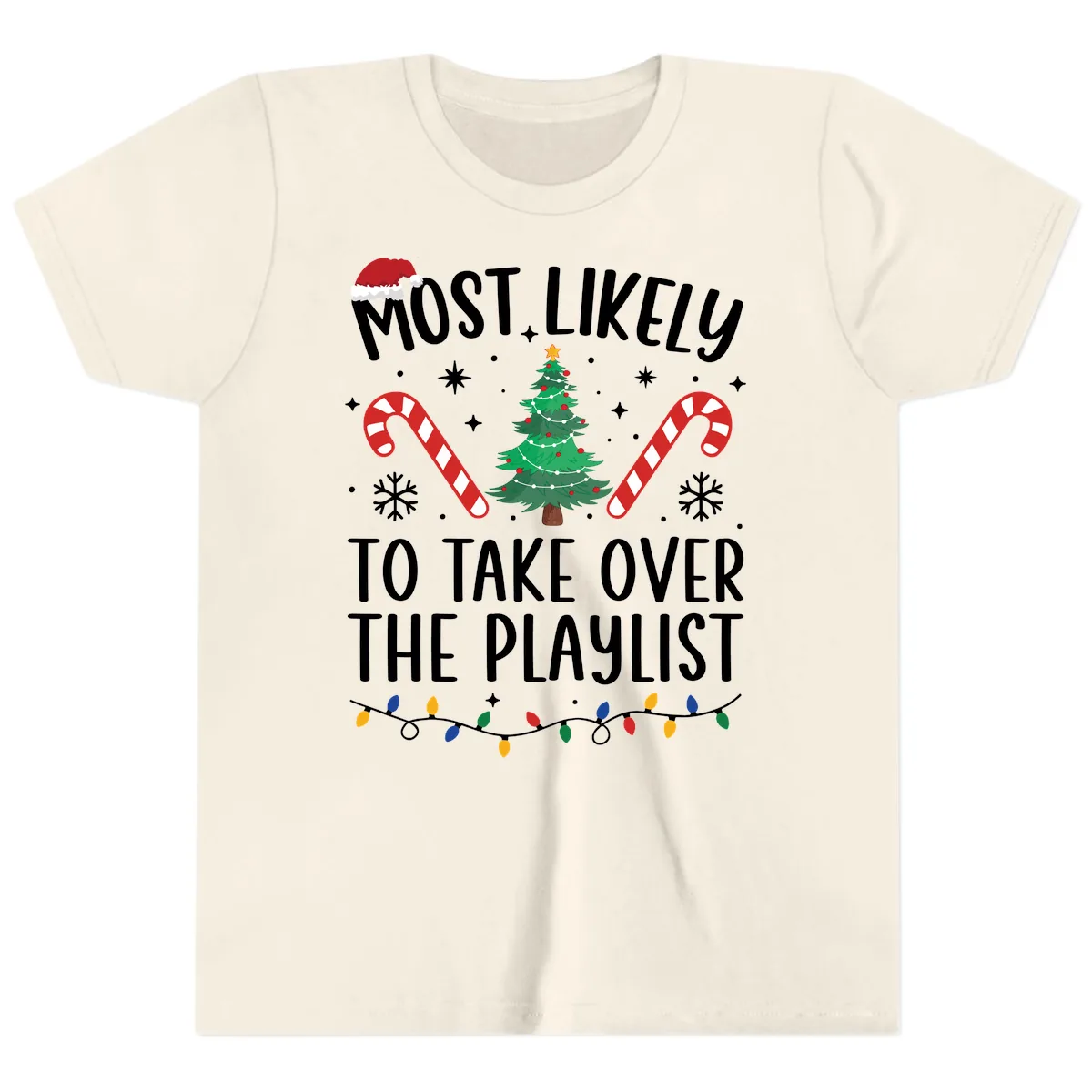 Most Likely To Take Over Playlist Youth T-Shirt in Natural