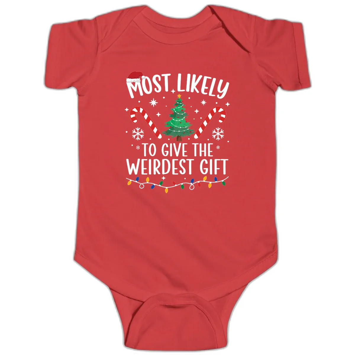 Most Likely To Give The Weirdest Gift Baby Onesie in Red