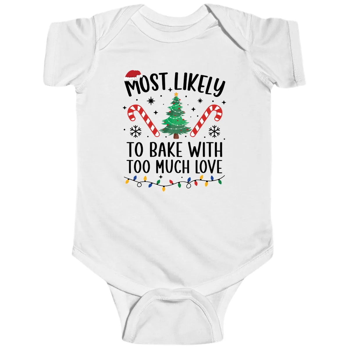 Most Likely To Bake With Too Much Love Baby Onesie in White
