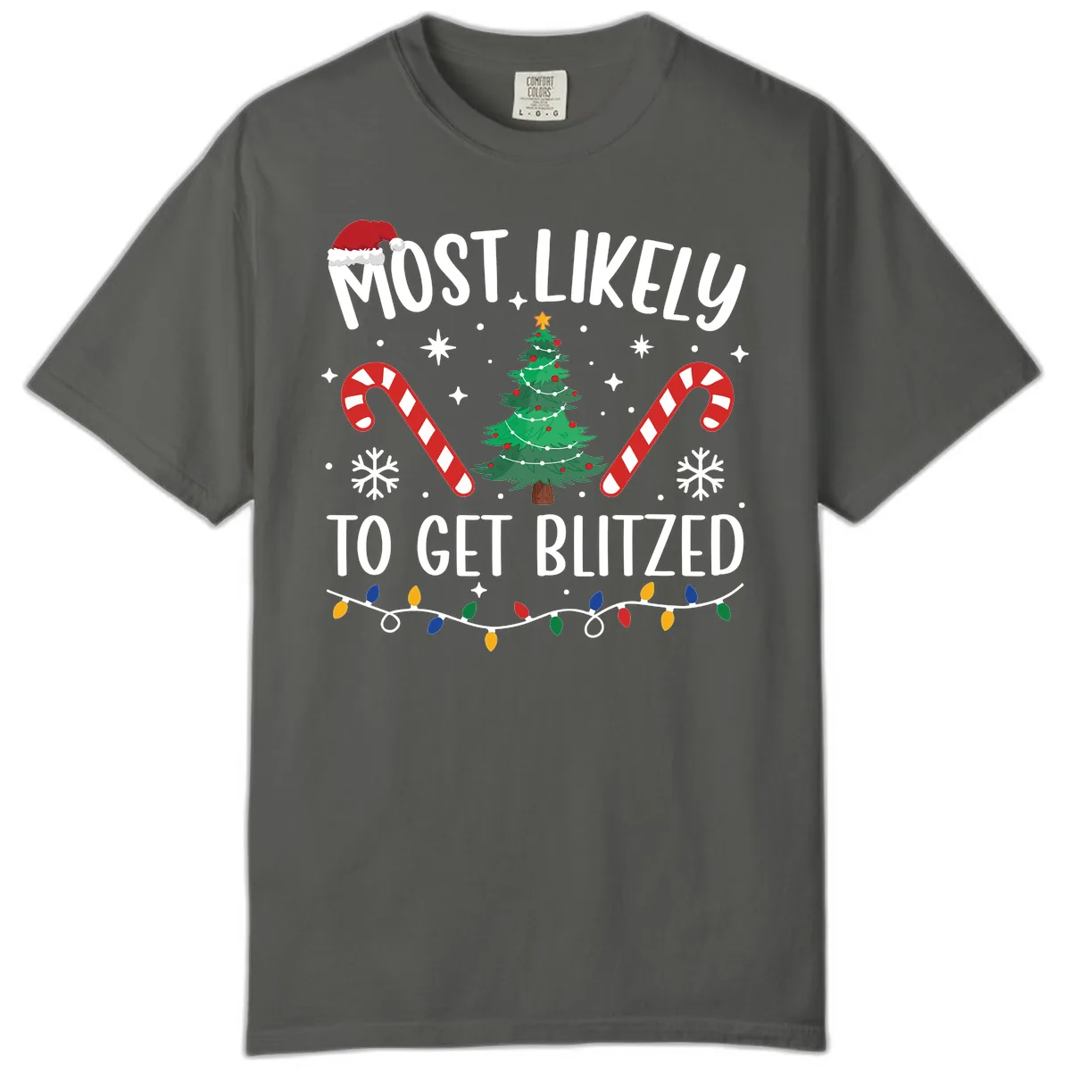 Most Likely To Get Blitzed Christmas Matching Comfort Color in Pepper