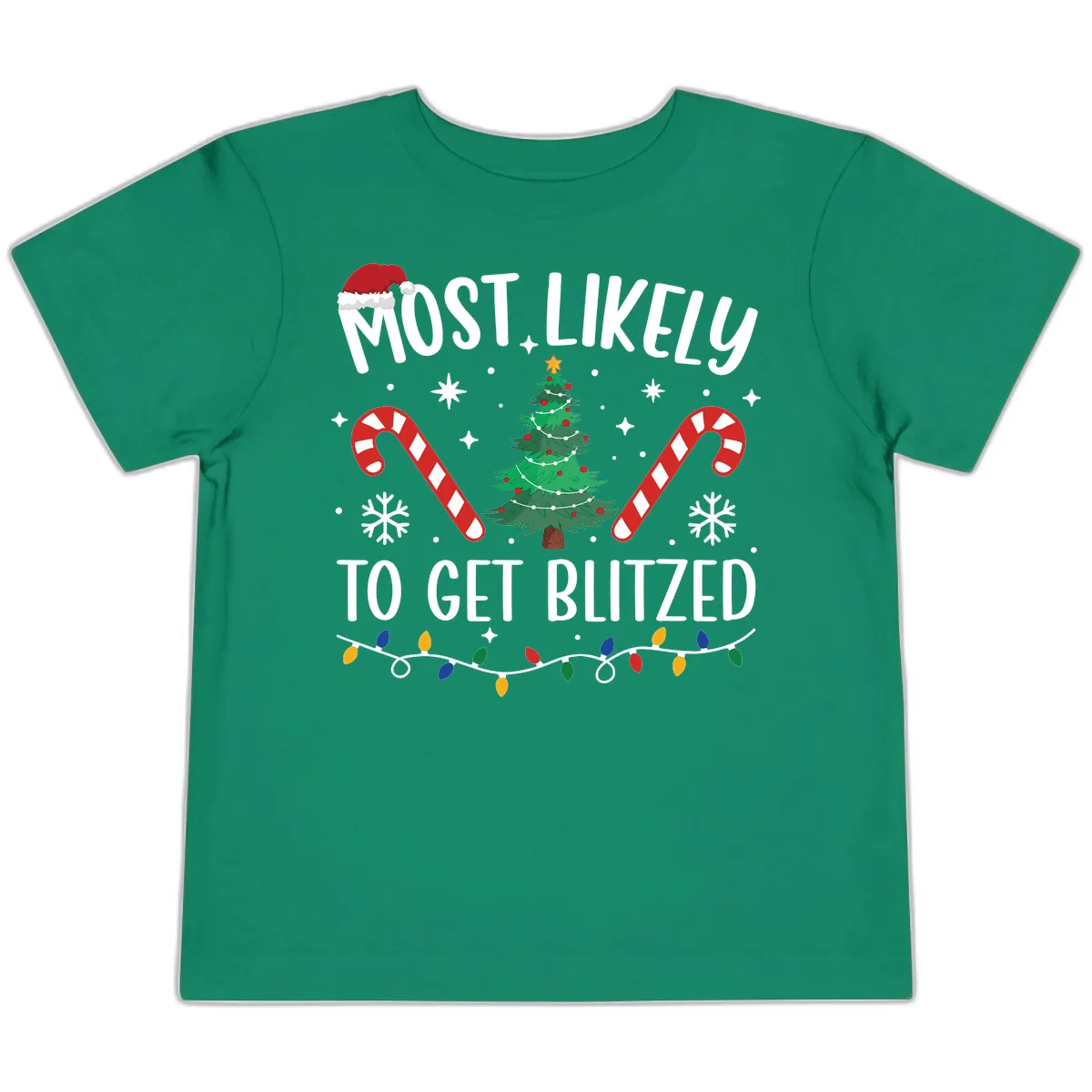 Most Likely To Get Blitzed Christmas Matching Toddler T-Shirt in Kelly