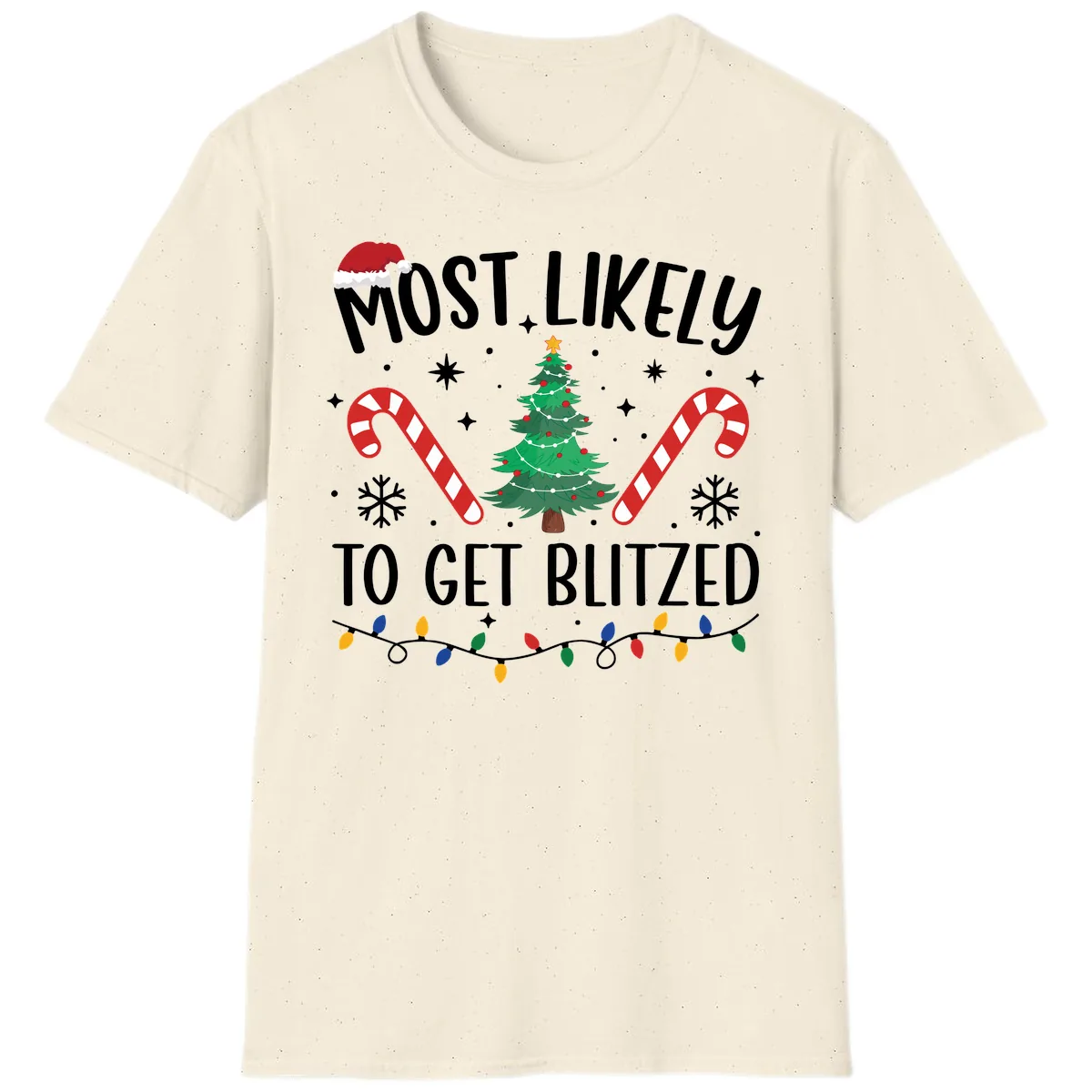 Most Likely To Get Blitzed Christmas Matching T-Shirt in Natural