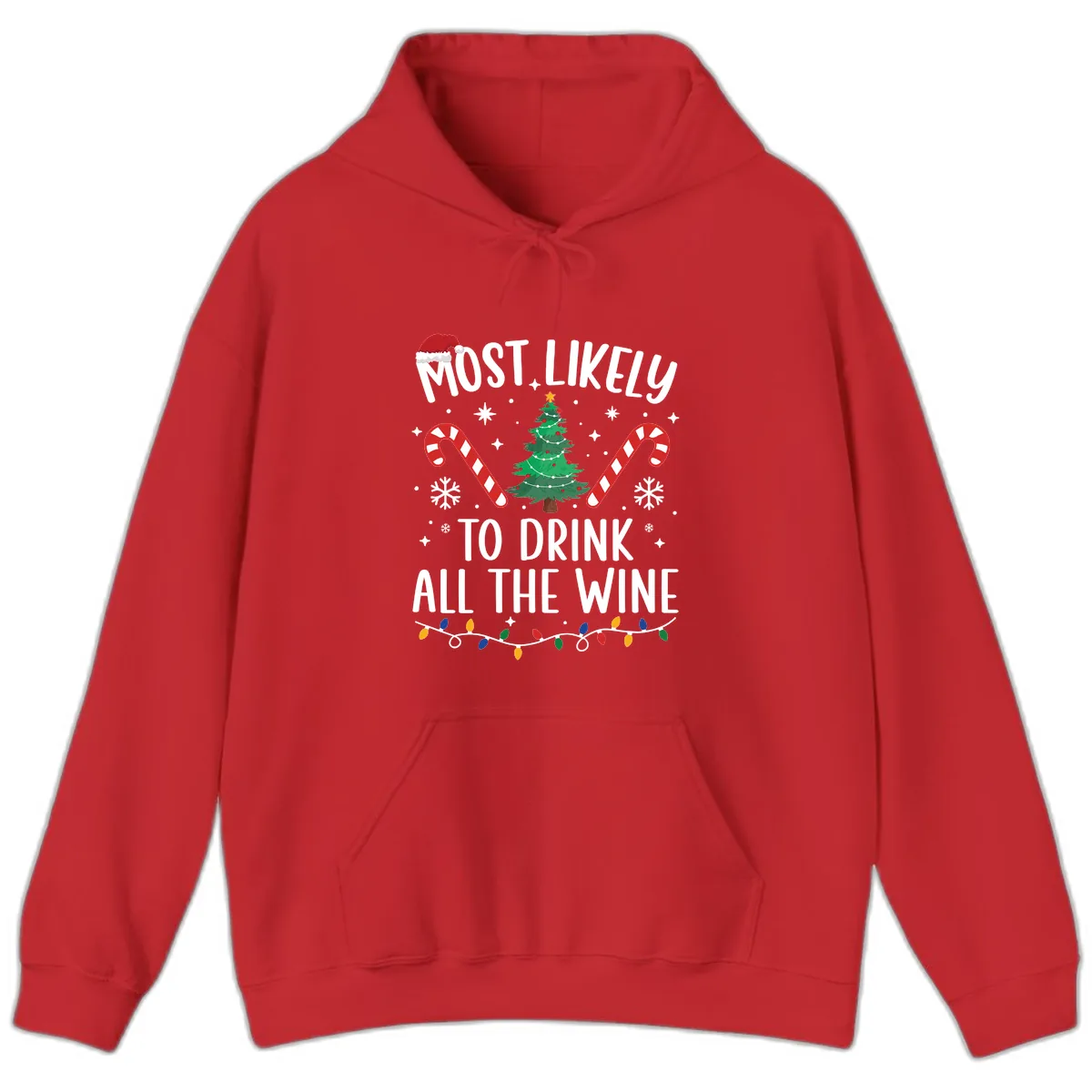 Most Likely To Drink All The Wine Christmas Shirt Hoodie in Red