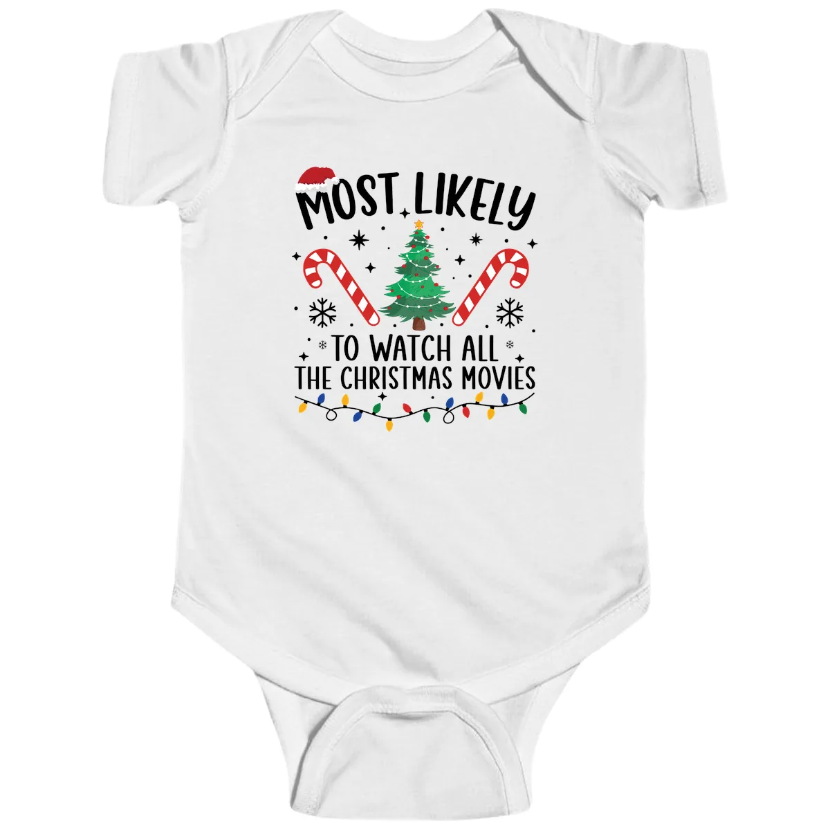 Most Likely To Watch All The Christmas Movies Baby Onesie in White