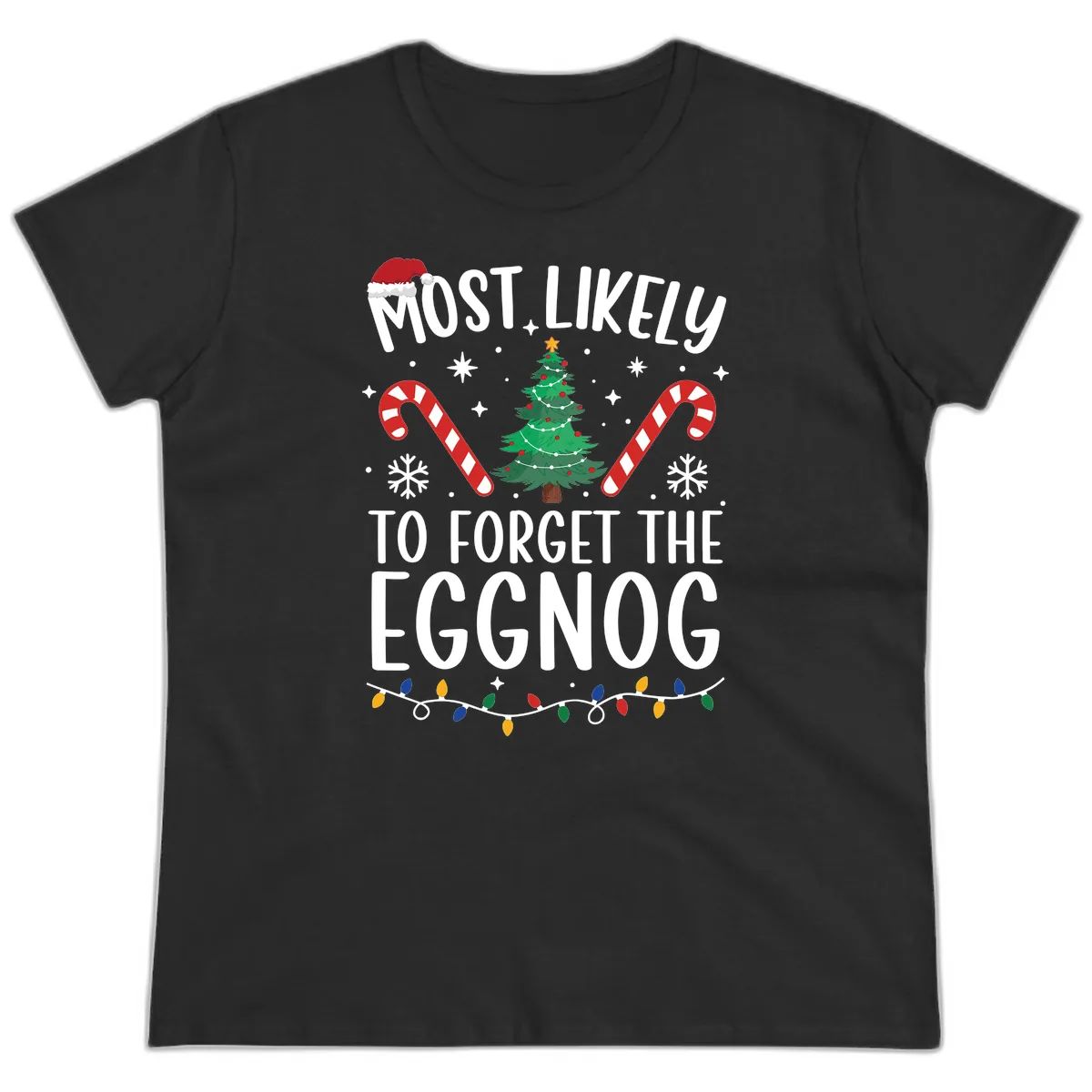Most Likely To Forget The Eggnog Ladies Tee in Black