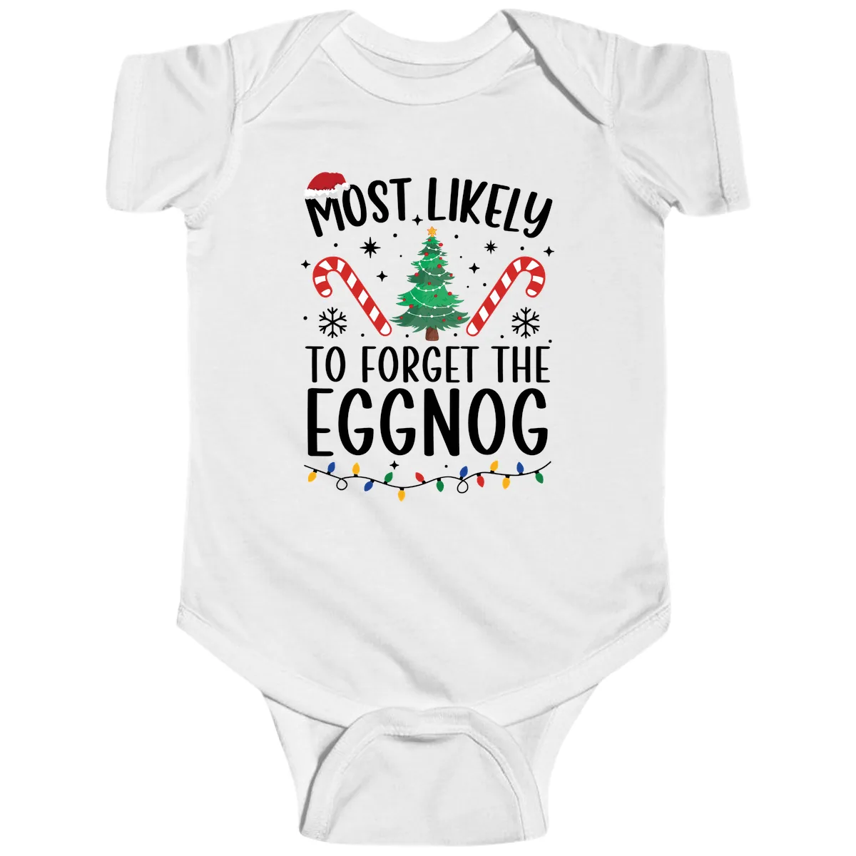 Most Likely To Forget The Eggnog Baby Onesie in White