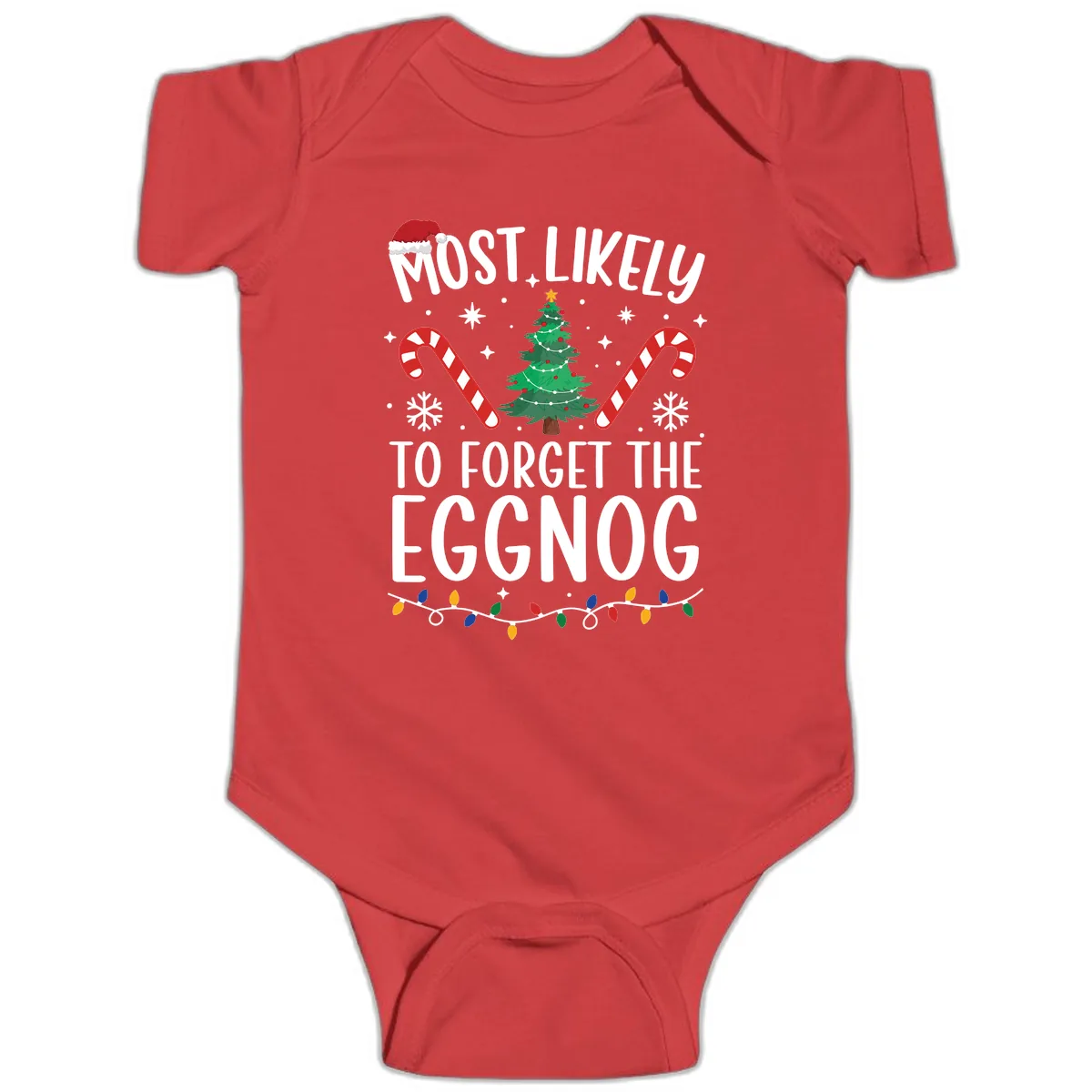 Most Likely To Forget The Eggnog Baby Onesie in Red