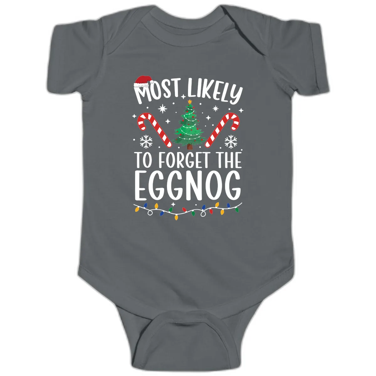 Most Likely To Forget The Eggnog Baby Onesie in Charcoal