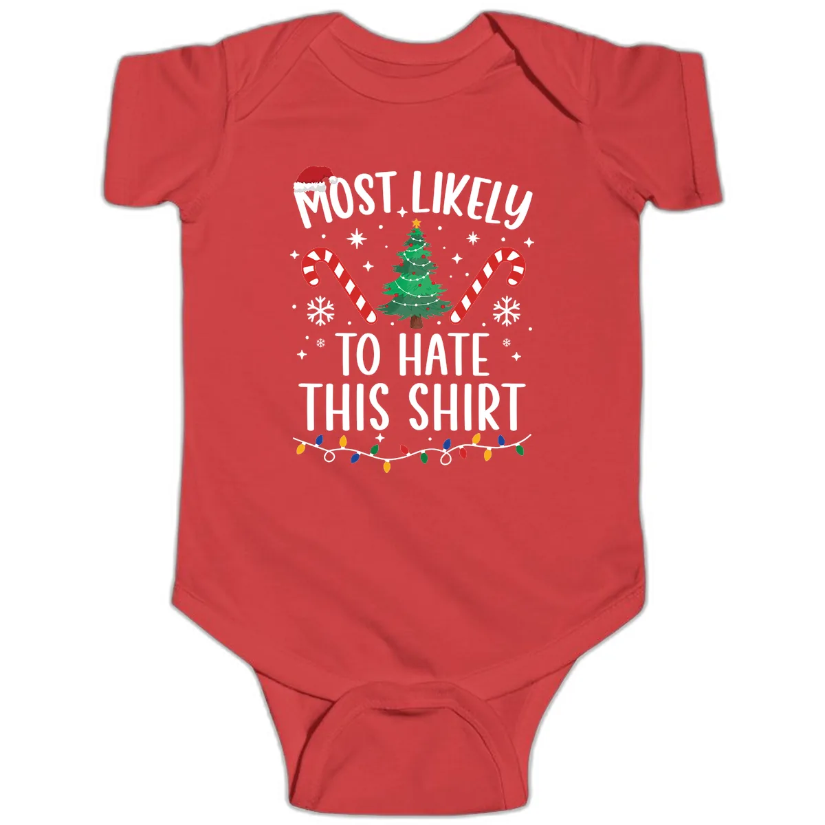 Most Likely To Hate This Shirt Baby Onesie in Red