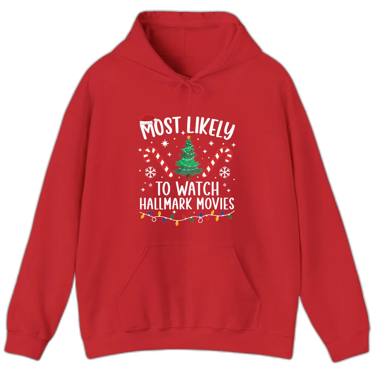 Most Likely To Watch Hallmark Movies Hoodie in Red