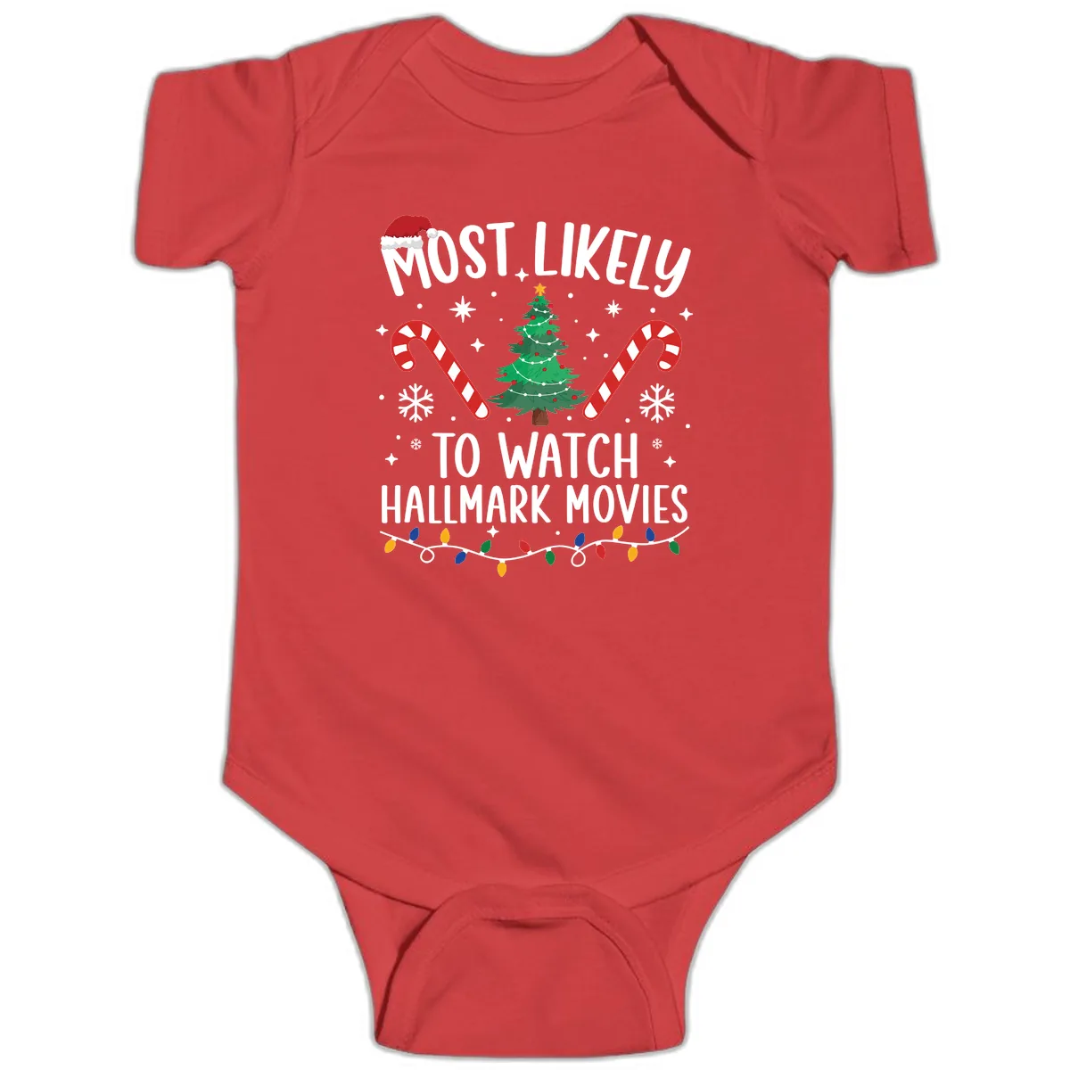 Most Likely To Watch Hallmark Movies Baby Onesie in Red