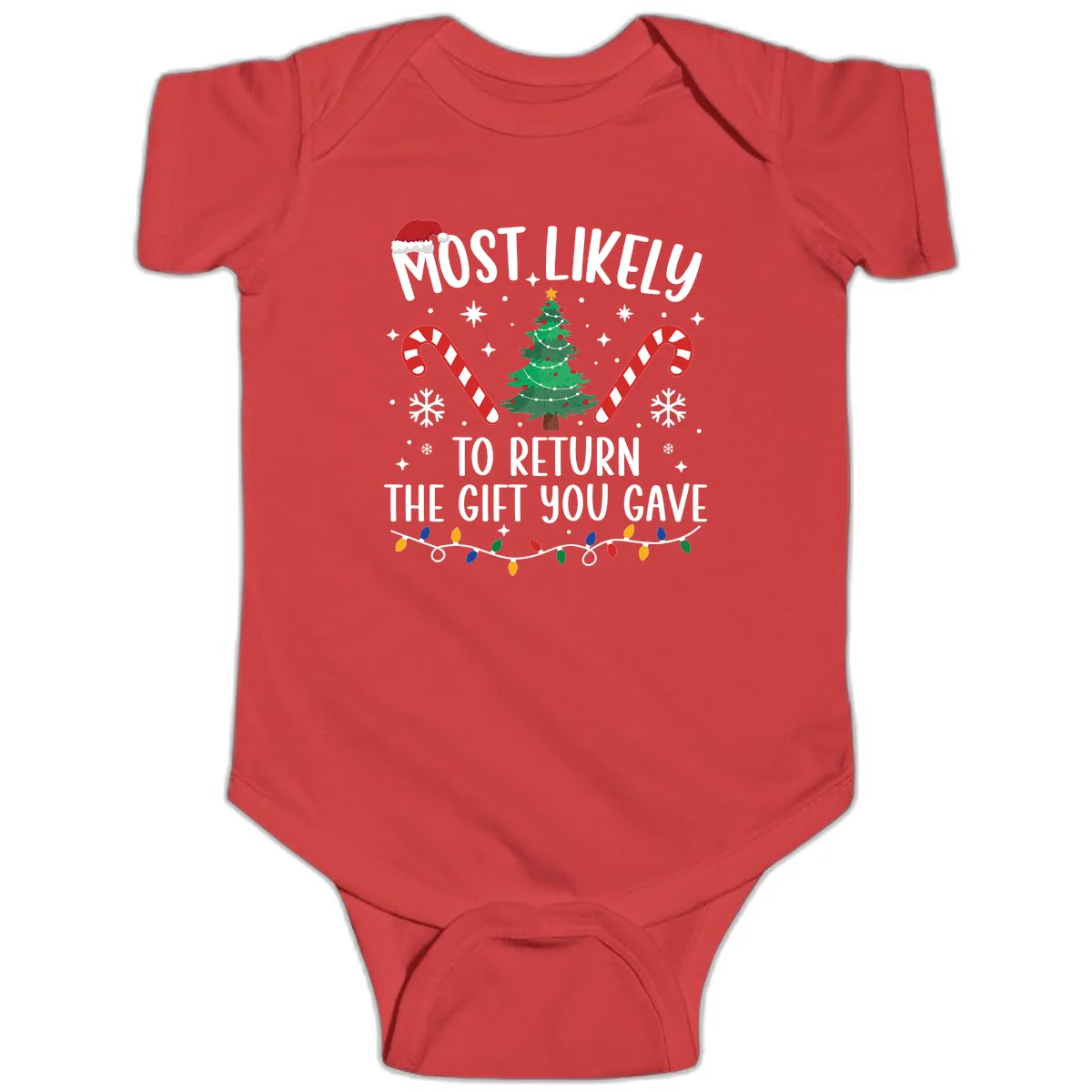 Most Likely To Return The Gift You Gave Christmas Baby Onesie in Red