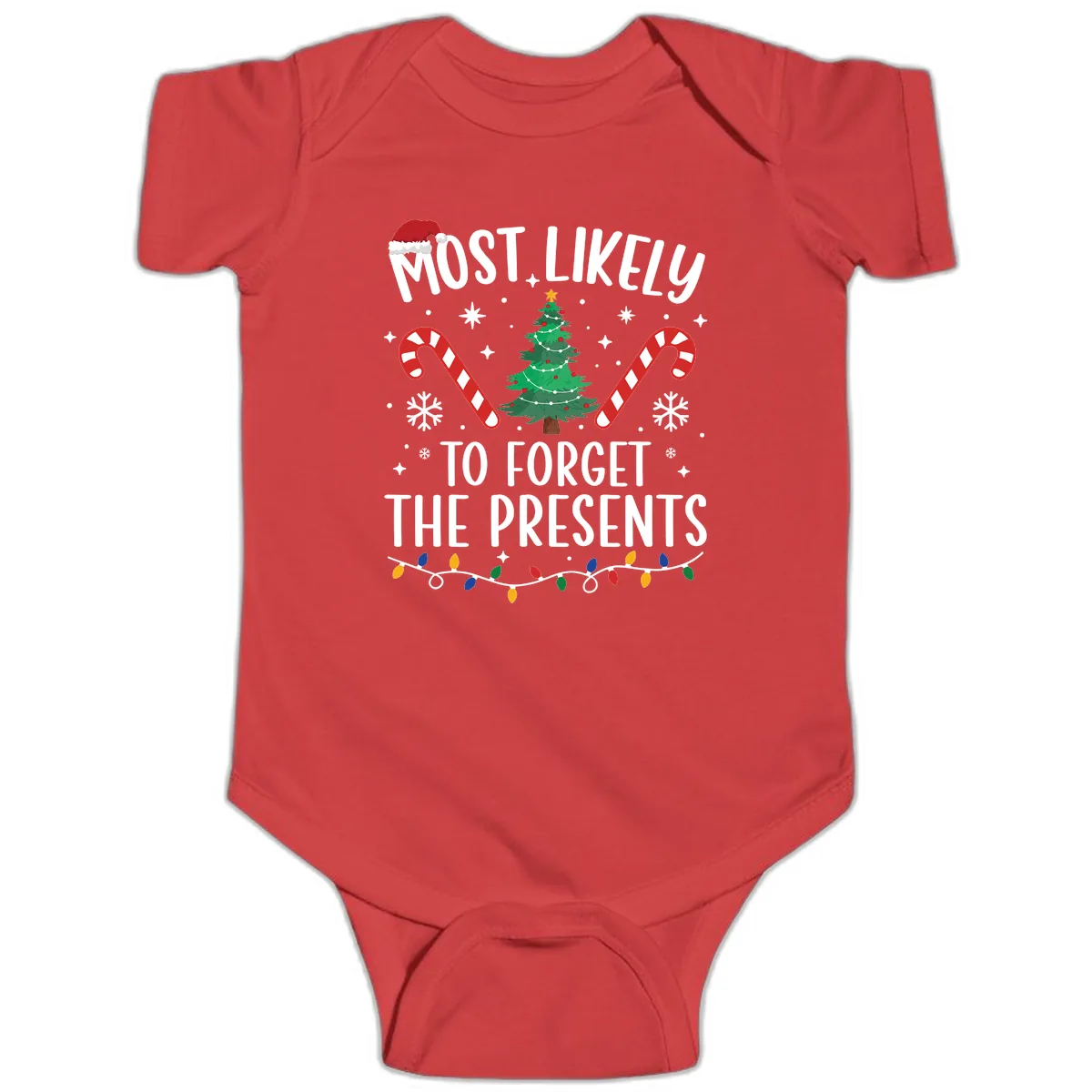 Most Likely To Forget The Presents Baby Onesie in Red