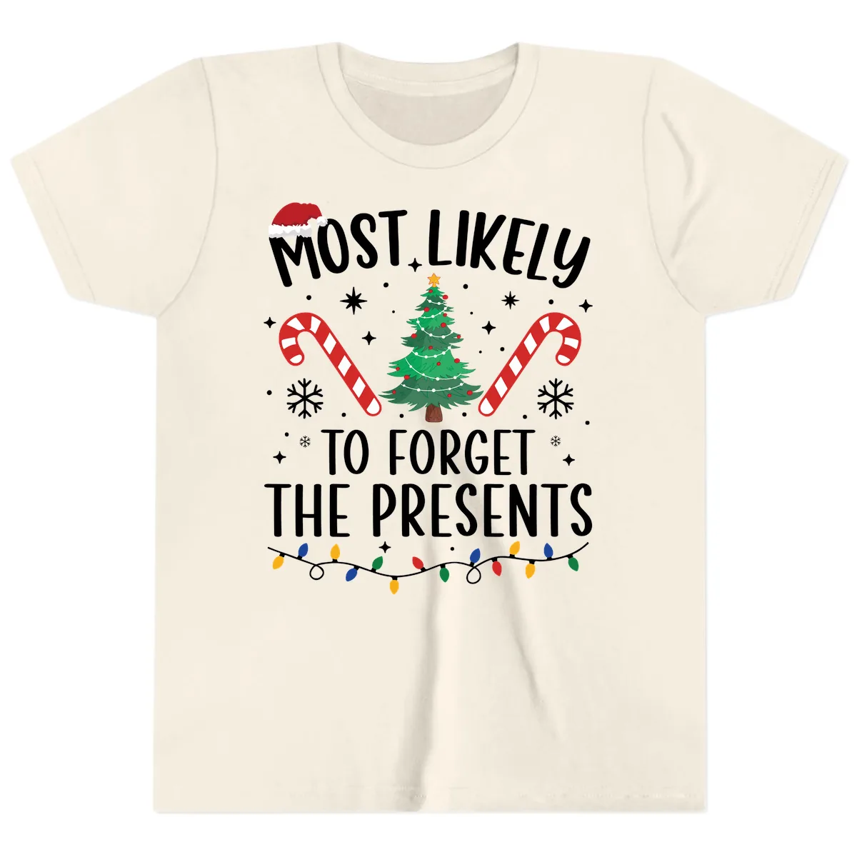 Most Likely To Forget The Presents Youth T-Shirt in Natural