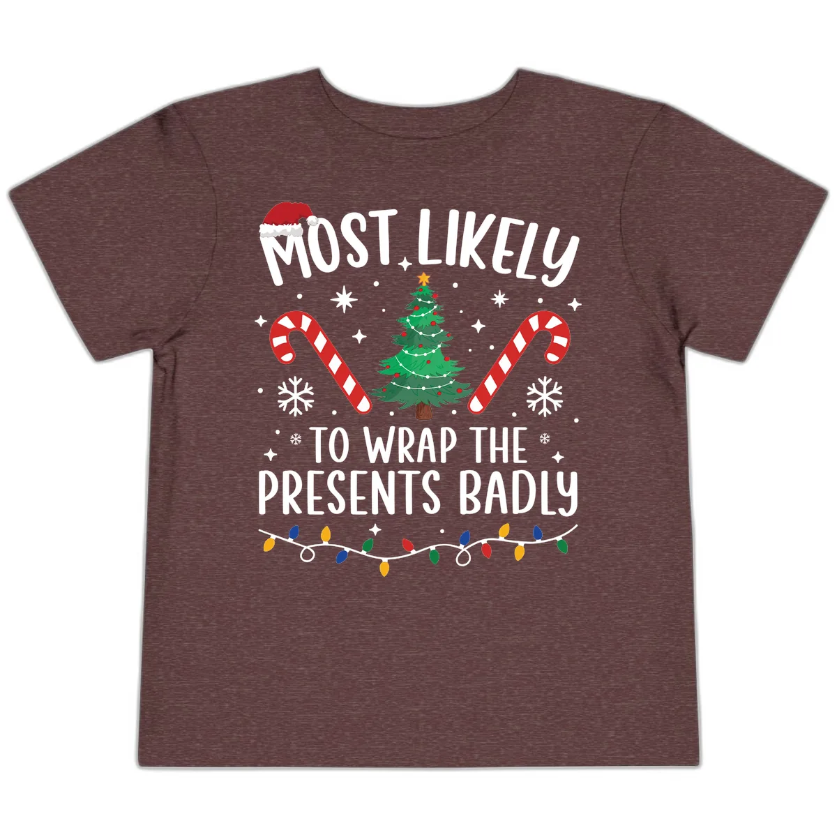 Most Likely To Wrap Presents Badly Toddler T-Shirt in Heather Maroon