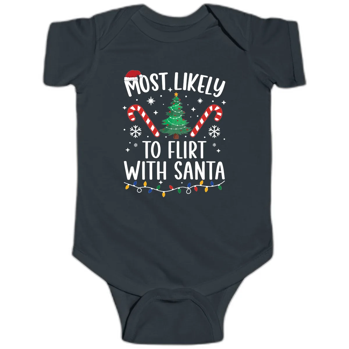 Most Likely To Flirt With Santa Baby Onesie in Black