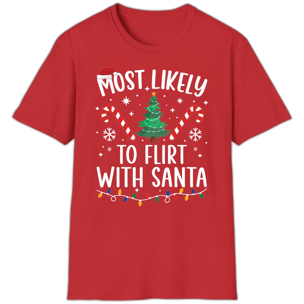 Most Likely To Flirt With Santa T-Shirt in Red